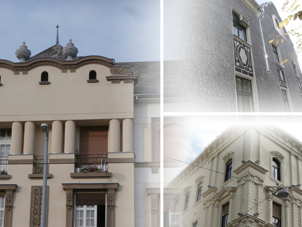 homlokzatfelújítás három léptékben - felújított homlokzatok a képen